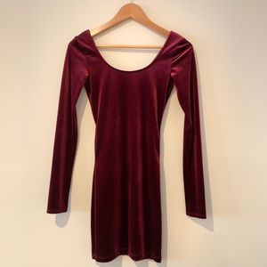 GARAGE Velvet Long Sleeve Mini Dress